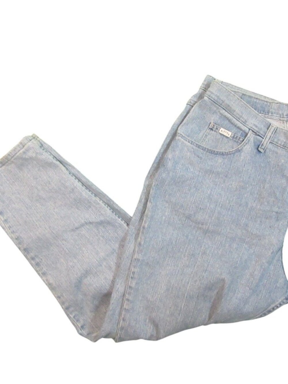 Denim Riders Womens Plus Petite 16W Tapered Relaxed Fit Stretch Jeans Light Wash